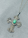 Breathtaking Vintage Native American Navajo Royston Turquoise Sterling Silver Cross-Nativo Arts