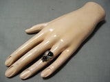 Whimsical Navajo Black Onyx Sterling Silver Ring Native American-Nativo Arts