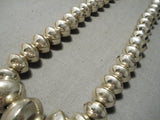 Hand Tooled Vintage Native American Navajo Sterling Silver Graduating Bead Necklace-Nativo Arts