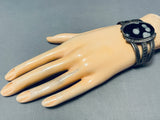 One Of The Best Vintage Native American Navajo Snowflake Obsidian Sterling Silver Bracelet-Nativo Arts