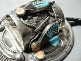 Very Important Vintage Native American Zuni Eddie Beyuka Turquoise Sterling Silver Bolo Tie-Nativo Arts