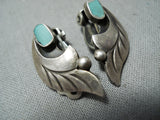 Exceptional Vintage Native American Navajo Royston Turquoise Sterling Silver Clip Earrings-Nativo Arts