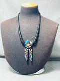 Native American One Of Most Intricate Vintage Santo Domingo Turquoise Sterling Silver Necklace-Nativo Arts