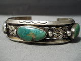 Thicker Coiled Vintage Native American Navajo Royston Turquoise Sterling Silver Bracelet-Nativo Arts