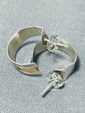 Brilliant Native American Navajo Sterling Silver Gold Fill Hoop Earrings-Nativo Arts