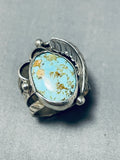Sensational Native American Navajo 8 Turquoise Sterling Silver Leaf Ring-Nativo Arts