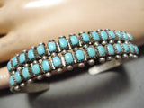 Museum Vintage Zuni Native American Squared Turquoise Sterling Silver Bracelet-Nativo Arts