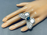 Huge Bisbee Turquoise Native American Navajo Butterfly Sterling Silver Ring-Nativo Arts