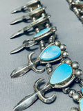 One Of The Best Vintage Native American Navajo Turquoise Sterling Silver Squash Blossom Necklace-Nativo Arts