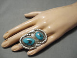Colossal Vintage Native American Navajo Bisbee Turquoise Sterling Silver Ring Old-Nativo Arts