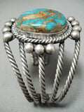 Heavy Twist Coil Vintage Native American Navajo Harcross Turquoise Sterling Silver Bracelet-Nativo Arts