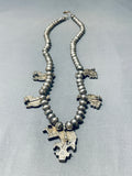 Dancing Kachina Vintage Native American Zuni Turquoise Sterling Silver Necklace-Nativo Arts