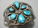 Important Vintage Native American Navajo Mary Morgan Turquoise Sterling Silver Bracelet Old-Nativo Arts