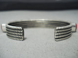 Incredible Native American Navajo Domed Coral Wrap Around Coil Sterling Silver Bracelet-Nativo Arts