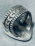 Huge Intricate Native American Turquoise Sterling Silver Inlay Ring-Nativo Arts