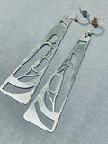Incredible Harry Williams Native American Navajo Sterling Silver Dangle Earrings Signed-Nativo Arts