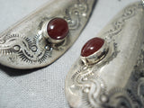 Outstanding Vintage Navajo Native American Garnet Sterling Silver Earrings-Nativo Arts