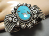 Striking Vintage Native American Navajo Bisbee Turquoise Martinez Sterling Silver Bracelet-Nativo Arts