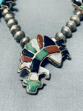 Dancing Kachina Vintage Native American Zuni Turquoise Sterling Silver Necklace-Nativo Arts