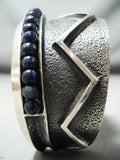 One Of The Best Vintage Native American Navajo Aaron Anderson Lapis Sterling Silver Bracelet-Nativo Arts