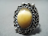 Vivid Vintage Navajo Tigers Eye Sterling Silver Ring Native American Old-Nativo Arts