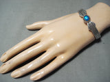 Dynamic Vintage Native American Navajo Blue Topaz Sterling Silver & 14k Gold Bracelet Old-Nativo Arts