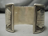 Huge Vintage Native American Navajo Pat Yazzie Turquoise Sterling Silver Bracelet Old-Nativo Arts