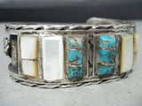 Stunning Vintage Native American Navajo Blue Thunder Turquoise Sterling Silver Bracelet-Nativo Arts