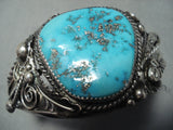 Supreme Detail Vintage Native American Navajo Early Turquoise Sterling Silver Bracelet Old-Nativo Arts