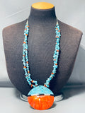 Native American Dramatic Vintage Santo Domingo Turquoise & Shell Sterling Silver Necklace-Nativo Arts