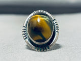 Superior Vintage Native American Navajo Tigers Eye Sterling Silver Ring-Nativo Arts
