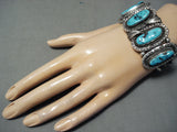 Opulent Vintage Native American Navajo Old Sleeping Beauty Turquoise Sterling Silver Bracelet-Nativo Arts