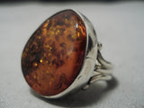 Quality Joe Begay Vintage Native American Navajo Amber Ancient Tree Sap Sterling Silver Ring-Nativo Arts