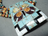 Native American Important Santo Domingo Turquoise Inlay Sterling Silver Necklace-Nativo Arts