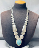Best Vintage Native American Navajo Carico Lake Turquoise Sterling Silver Bead Necklace-Nativo Arts