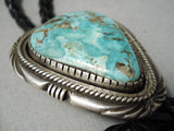 Important Vintage Native American Navajo Delbert Vandever Turquoise Sterling Silver Bolo Tie-Nativo Arts