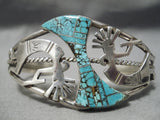 One Of The Best Vintage Native American Navajo Kokopelli #8 Turquoise Sterling Silver Bracelet-Nativo Arts
