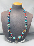 Very Unique Vintage Southwest Vintage Turquoise Sterling Silver Charm Necklace-Nativo Arts
