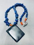 Native American Complex Vintage Santom Domingo Lapis Inlay Sterling Silver Necklace-Nativo Arts