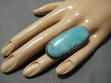 Tremendous Vintage Native American Navajo Large Turquoise Sterling Silver Ring-Nativo Arts