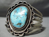Heavy Vintage Native American Navajo Rare Turquoise Sterling Silver Bracelet Old-Nativo Arts