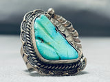 Astonishing Vintage Native American Navajo Blue Gem Turquoise Sterling Silver Ring-Nativo Arts