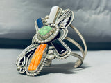 One Of The Most Funky Vintage Native American Navajo Turquoise Sterling Silver Bracelet-Nativo Arts