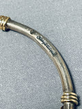 Orville Tsinnie 14k Gold Vintage Native American Navajo Sterling Silver Bangle Bracelet-Nativo Arts