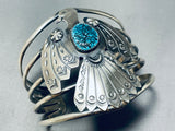Incredible Native American Navajo Turquoise Sterling Silver Thunderbird Enormous Bracelet-Nativo Arts