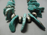 Chunky Turquoise Slab Vintage Native American Navajo Sterling Silver Necklace Old-Nativo Arts
