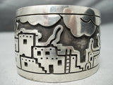 Native American Huge Vintage Hopi Sterling Silver Manuel Hoyungwa Sterling Silver Bracelet-Nativo Arts