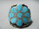 Museum Vintage Native American Zuni Dishta Turquoise Sterling Silver Ring Old-Nativo Arts