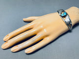 Breathtaking Vintage Native American Navajo Pilot Mountain Turquoise Sterling Silver Bracelet-Nativo Arts