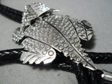 Detailed Toad Navajo Sterling Silver Bolo Tie Native American-Nativo Arts